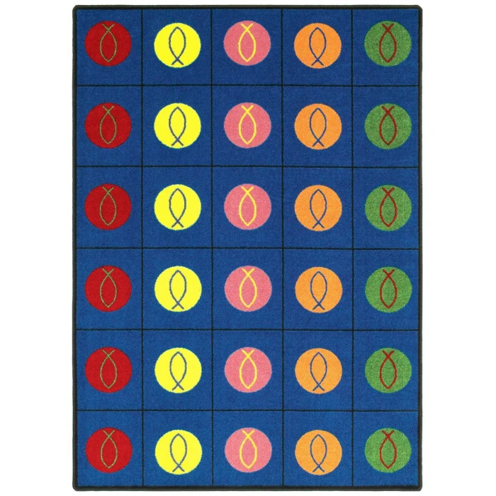 Joy Carpets Kid Essentials Multi Circles & Symbols 10ft.9in. x 13ft.2in. Rect. Rug