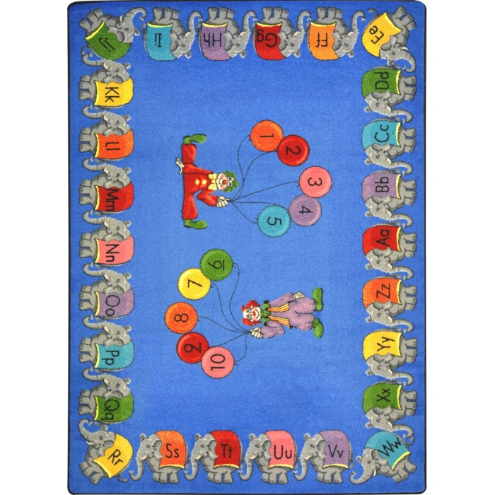 Joy Carpets Kid Essentials Multi Circus Elephant Parade 5ft.4in. x 7ft.8in. Rect. Rug