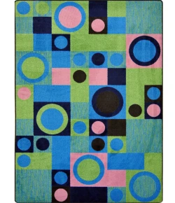 Joy Carpets Kid Essentials Green City Block 3ft.10in. x 5ft.4in. Rect. Rug