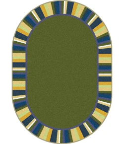 Joy Carpets Kid Essentials Bold Clean Green 7ft.8in. x 10ft.9in. Oval Rug