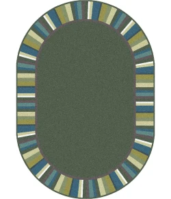 Joy Carpets Kid Essentials Soft Clean Green 7ft.8in. x 10ft.9in. Oval Rug
