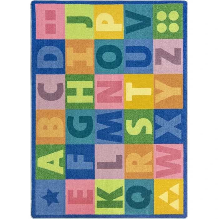 Joy Carpets Kid Essentials Pastel Colorful Learning 7ft. 8in. x 10ft. 9in. Rect. Rug