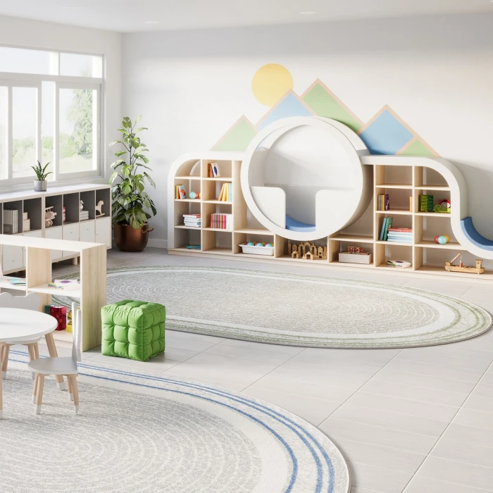 Joy Carpets Kid Essentials Sage Cozy Corner 5ft. 4in. x 7ft. 8in. Oval Rug
