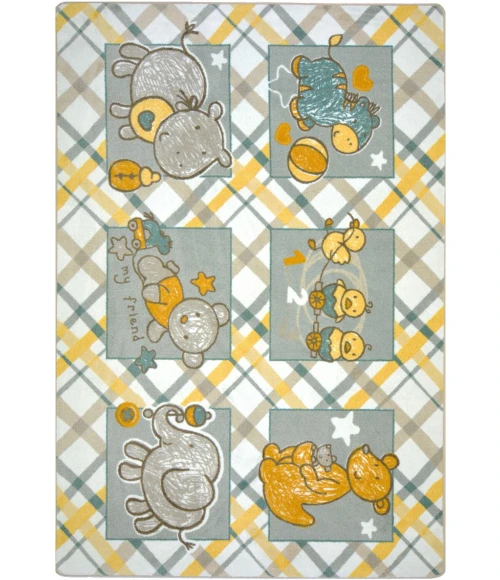 Joy Carpets Kid Essentials Multi Cozy Creatures 7ft.8in. x 10ft.9in. Rect. Rug