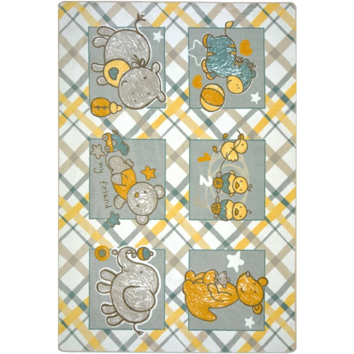 Joy Carpets Kid Essentials Multi Cozy Creatures 3ft.10in. x 5ft.4in. Rect. Rug