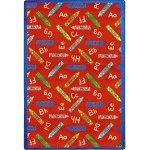 Joy Carpets Playful Patterns Red Crayons 5ft.4in. x 7ft.8in. Rect. Rug