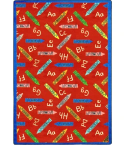 Joy Carpets Playful Patterns Red Crayons 10ft.9in. x 13ft.2in. Rect. Rug