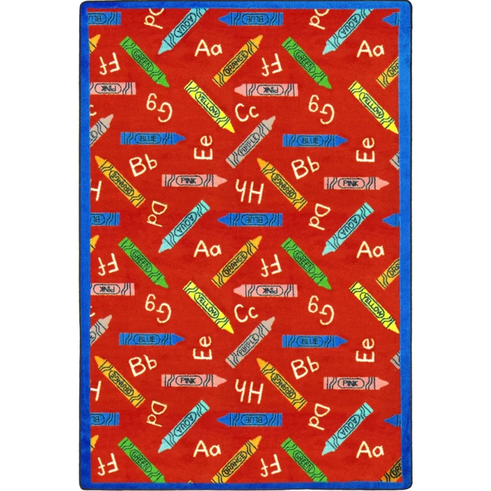 Joy Carpets Playful Patterns Red Crayons 7ft.8in. x 10ft.9in. Rect. Rug