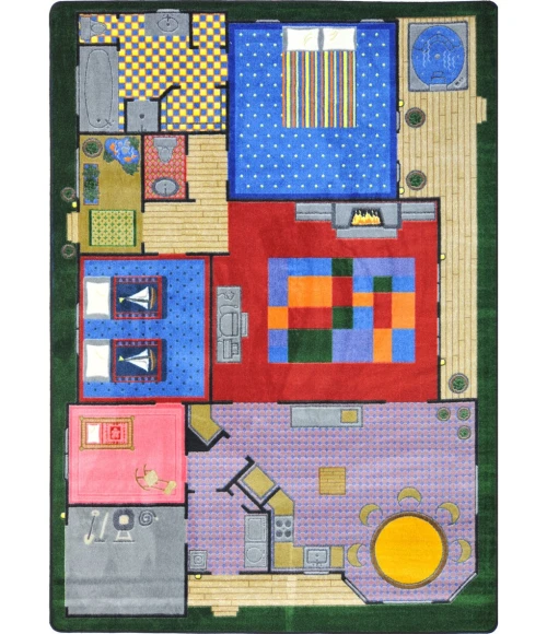 Joy Carpets Kid Essentials Multi Creative Play House 5ft.4in. x 7ft.8in. Rect. Rug