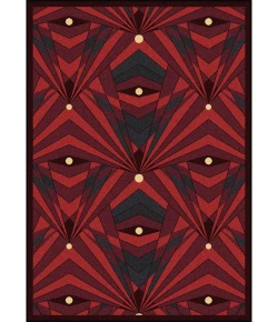 Joy Carpets Any Day Matinee Burgundy Deco Strobe 7ft.8in. x 10ft.9in. Rect. Rug