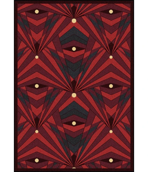 Joy Carpets Any Day Matinee Burgundy Deco Strobe 10ft.9in. x 13ft.2in. Rect. Rug