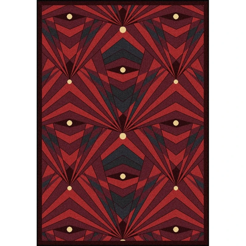 Joy Carpets Any Day Matinee Burgundy Deco Strobe 5ft.4in. x 7ft.8in. Rect. Rug