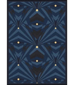 Joy Carpets Any Day Matinee Navy Deco Strobe 10ft.9in. x 13ft.2in. Rect. Rug