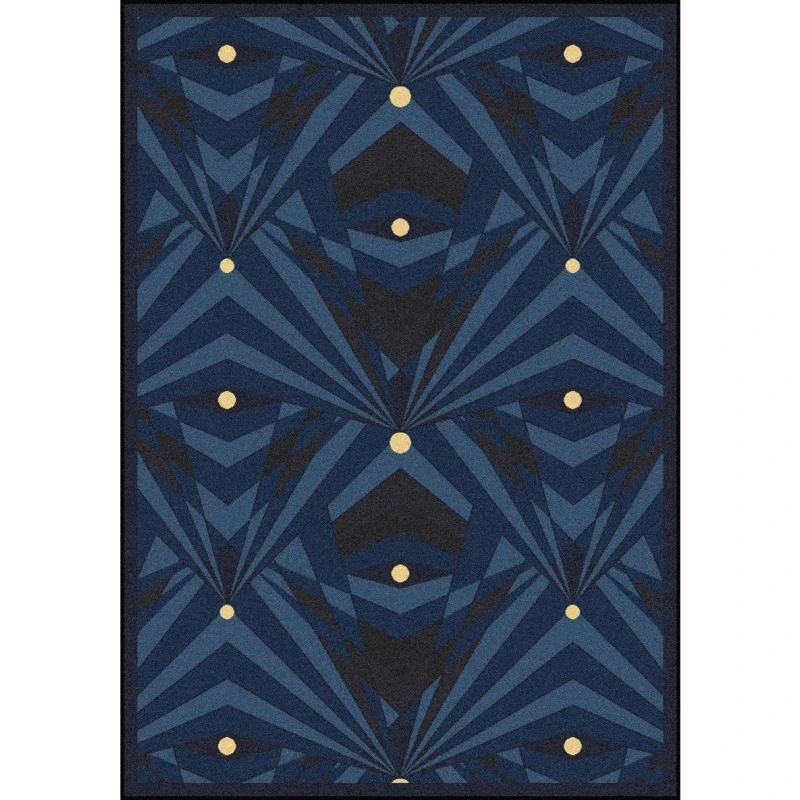 Joy Carpets Any Day Matinee Navy Deco Strobe 7ft.8in. x 10ft.9in. Rect. Rug
