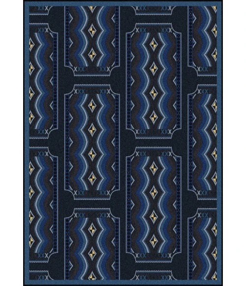 Joy Carpets Any Day Matinee Blue Deco Ticket 10ft.9in. x 13ft.2in. Rect. Rug