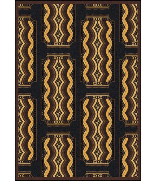 Joy Carpets Any Day Matinee Brown Deco Ticket 3ft.10in. x 5ft.4in. Rect. Rug