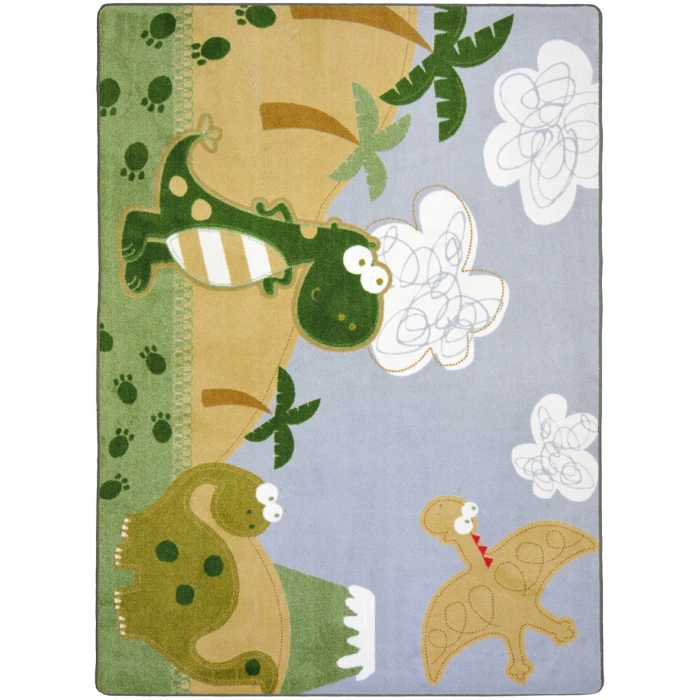 Joy Carpets Kid Essentials Multi Dino Fun 5ft.4in. x 7ft.8in. Rect. Rug