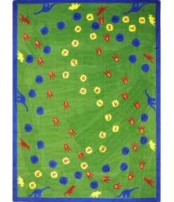 Joy Carpets Kid Essentials Multi Dinosaur Walk 5ft.4in. x 7ft.8in. Rect. Rug