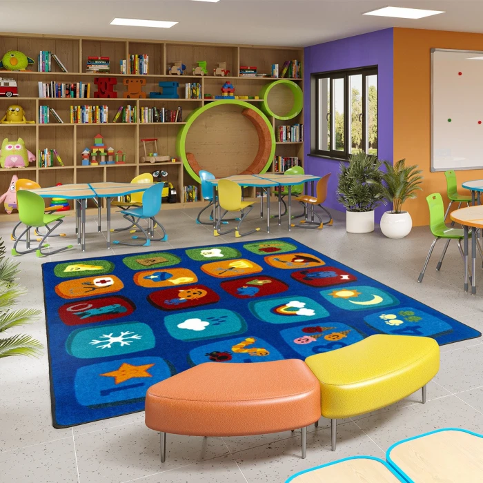Joy Carpets Kid Essentials Multi Discovery Blocks 5ft.4in. x 7ft.8in. Rect. Rug