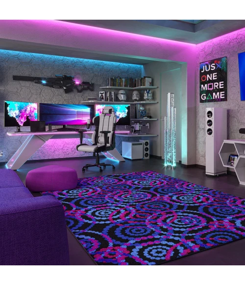 Joy Carpets Neon Lights Fluorescent Dottie 12ft. x 7ft.6in. Rect. Rug