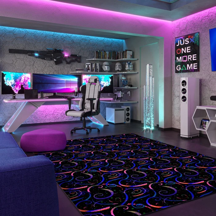 Joy Carpets Neon Lights Fluorescent Dynamo 6ft. x 6ft. Rect. Rug