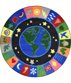 Joy Carpets Kid Essentials Multi EarthWorks 13ft.2in. Round Rug