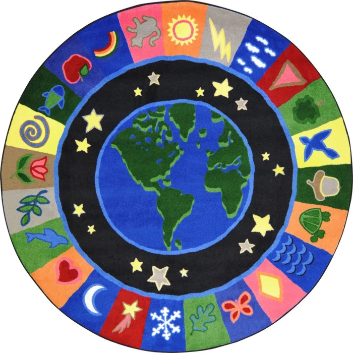 Joy Carpets Kid Essentials Multi EarthWorks 13ft.2in. Round Rug