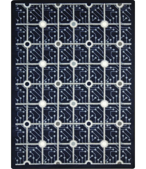 Joy Carpets Kaleidoscope Navy Electrode 5ft.4in. x 7ft.8in. Rect. Rug