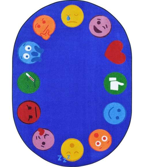 Joy Carpets Kid Essentials Multi Emoji Edge 10ft.9in. x 13ft.2in. Oval Rug