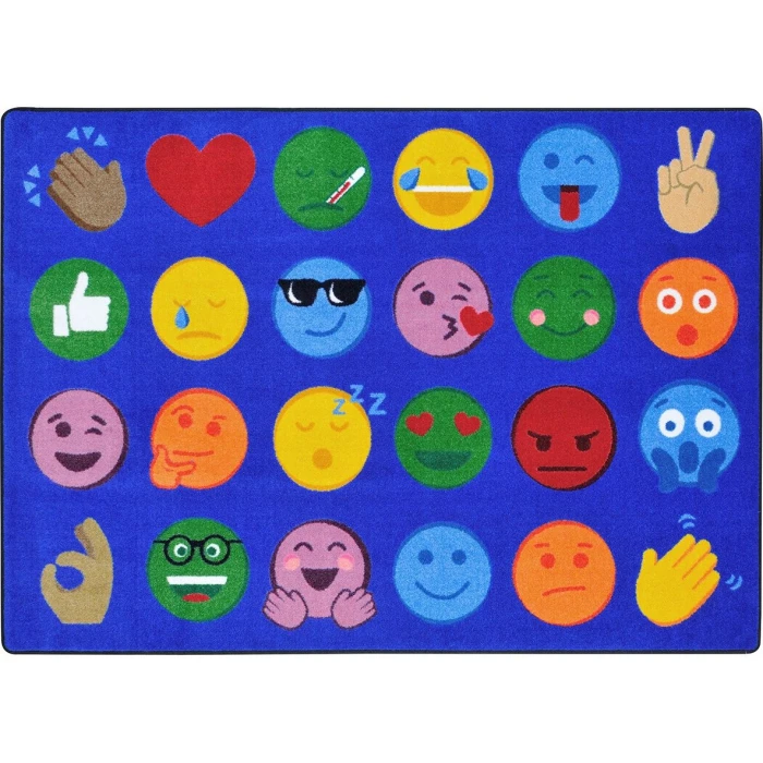 Joy Carpets Kid Essentials Multi Emoji Expressions 2ft.8in. x 3ft.10in. Rect. Rug