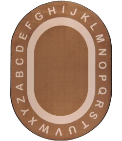 Joy Carpets Kid Essentials Mocha Endless Alphabet 7ft.8in. x 10ft.9in. Oval Rug