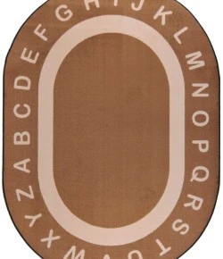 Joy Carpets Kid Essentials Mocha Endless Alphabet 10ft.9in. x 13ft.2in. Oval Rug
