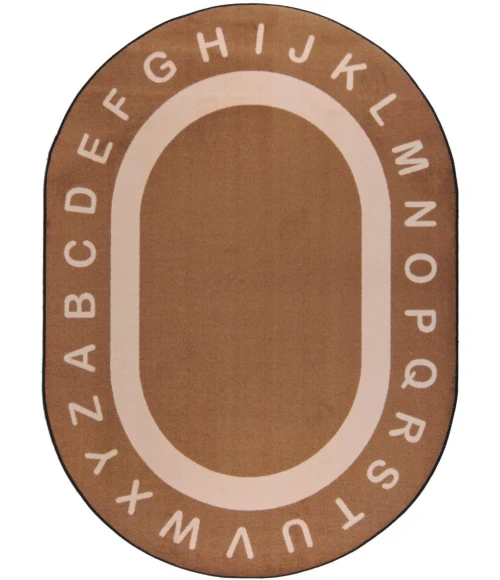 Joy Carpets Kid Essentials Mocha Endless Alphabet 10ft.9in. x 13ft.2in. Oval Rug