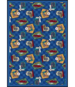 Joy Carpets Kaleidoscope Blue Fabulous Fifties 3ft.10in. x 5ft.4in. Rect. Rug