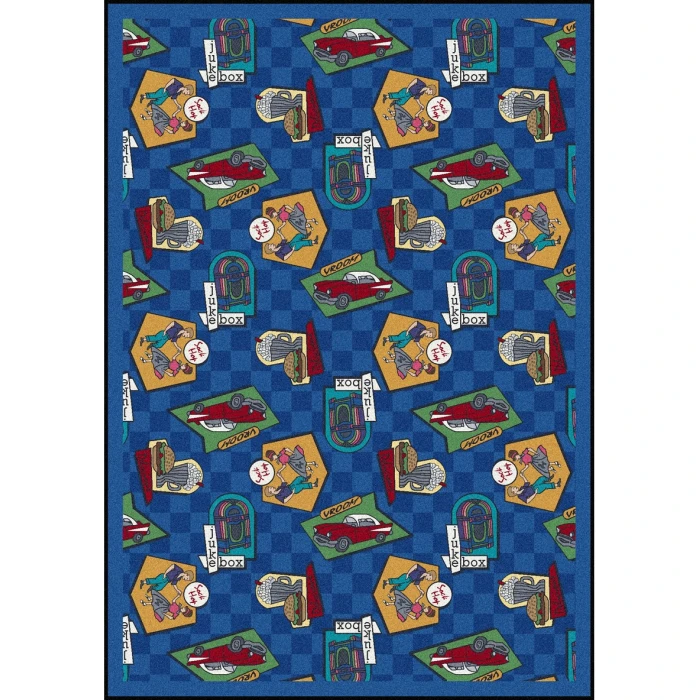 Joy Carpets Kaleidoscope Blue Fabulous Fifties 7ft.8in. x 10ft.9in. Rect. Rug