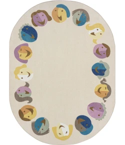 Joy Carpets Kid Essentials Multi Faces of Joy 5ft. 4in. x 7ft. 8in. Oval Rug