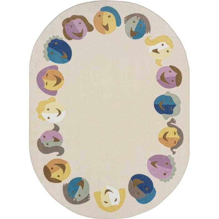 Joy Carpets Kid Essentials Multi Faces of Joy 5ft. 4in. x 7ft. 8in. Oval Rug