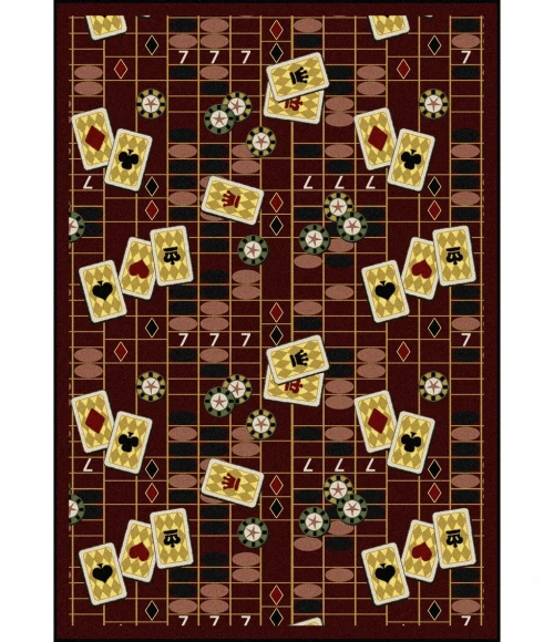 Joy Carpets Games People Play Burgundy Feeling Lucky 5ft.4in. x 7ft.8in. Rect. Rug