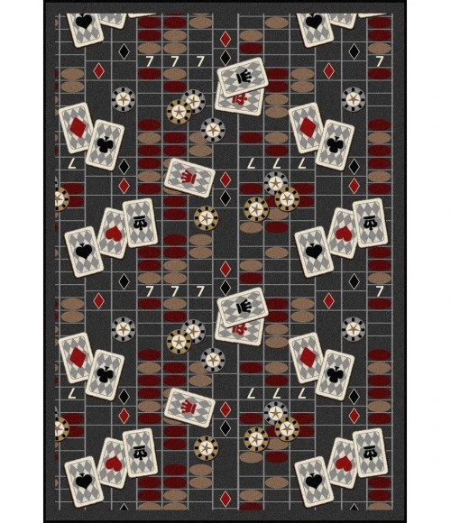 Joy Carpets Games People Play Charcoal Feeling Lucky 5ft.4in. x 7ft.8in. Rect. Rug