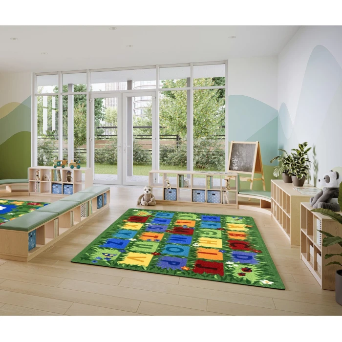 Joy Carpets Kid Essentials Multi Field of Learning 5ft. 4in. x 7ft. 8in. Rect. Rug