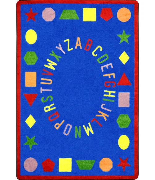 Joy Carpets Kid Essentials Blue First Lessons 5ft.4in. x 7ft.8in. Rect. Rug