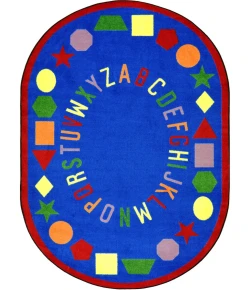 Joy Carpets Kid Essentials Blue First Lessons 7ft.8in. x 10ft.9in. Oval Rug