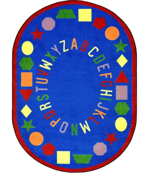 Joy Carpets Kid Essentials Blue First Lessons 7ft.8in. x 10ft.9in. Oval Rug