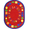 Joy Carpets Kid Essentials Red First Lessons 7ft.8in. x 10ft.9in. Oval Rug