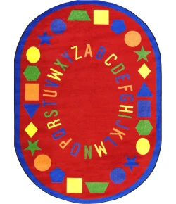 Joy Carpets Kid Essentials Red First Lessons 7ft.8in. x 10ft.9in. Oval Rug