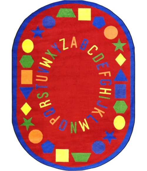 Joy Carpets Kid Essentials Red First Lessons 10ft.9in. x 13ft.2in. Oval Rug