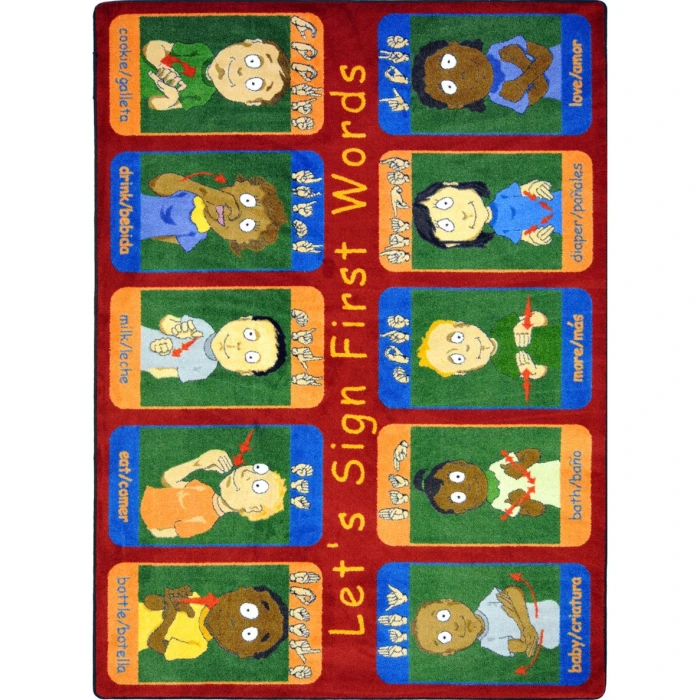 Joy Carpets Kid Essentials Multi First Signs 5ft.4in. x 7ft.8in. Rect. Rug