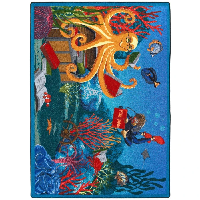 Joy Carpets Kid Essentials Multi Fish Tales 5ft.4in. x 7ft.8in. Rect. Rug