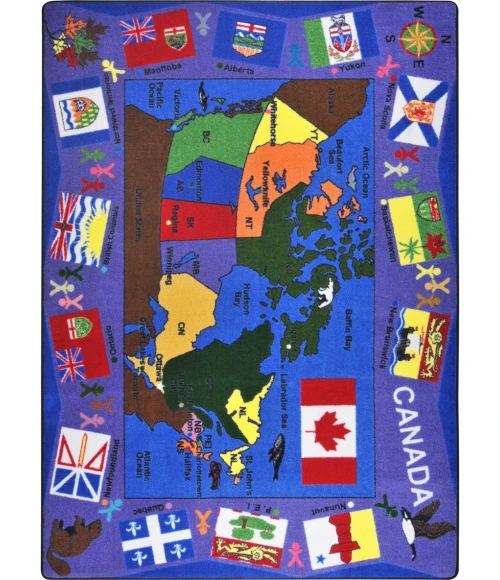Joy Carpets Kid Essentials Multi Flags of Canada 7ft.8in. x 10ft.9in. Rect. Rug