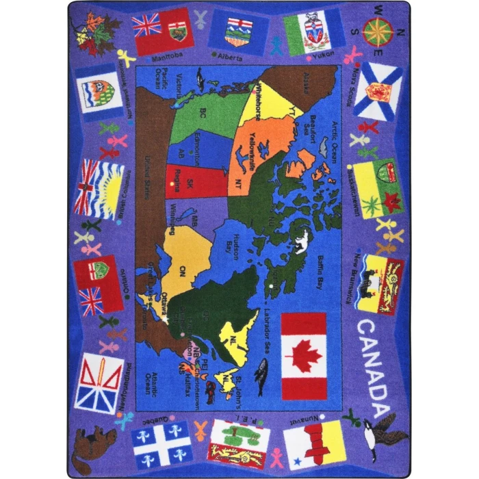 Joy Carpets Kid Essentials Multi Flags of Canada 7ft.8in. x 10ft.9in. Rect. Rug